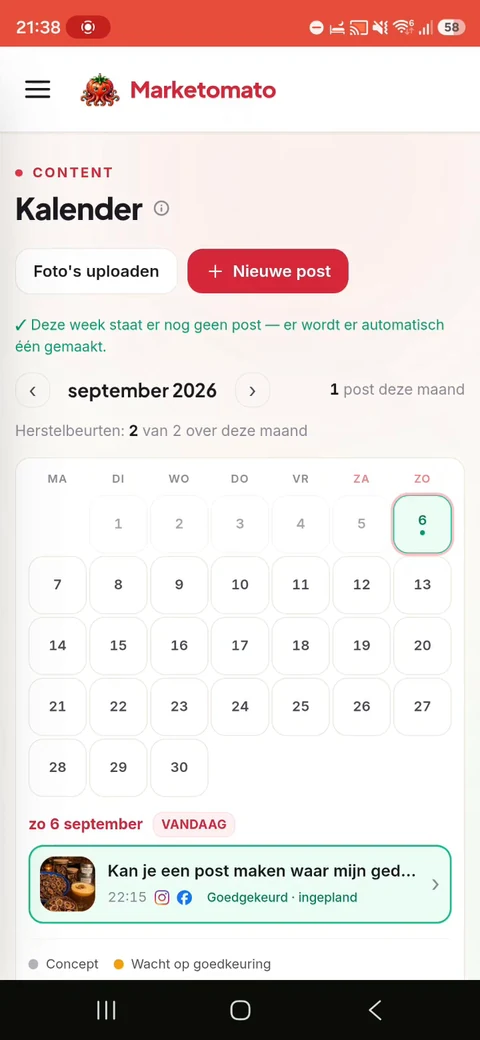 The same passion fruit post, approved and scheduled in the calendar